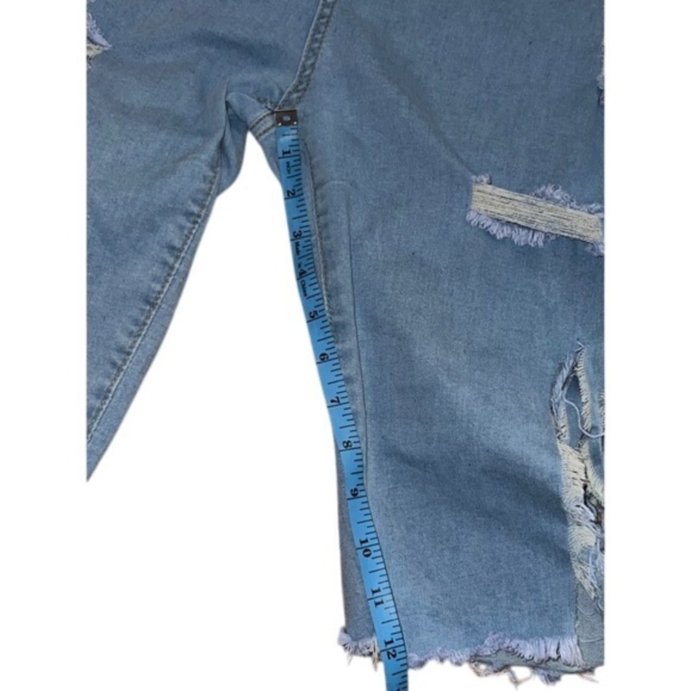 Womens Denim Bermuda Shorts XXL Distressed Ripped Frayed Hem Plus Size - Picture 5 of 8